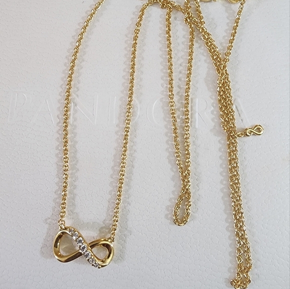 Pandora Sparkling Infinity Collier Necklace 14k gold plating - Picture 3 of 7